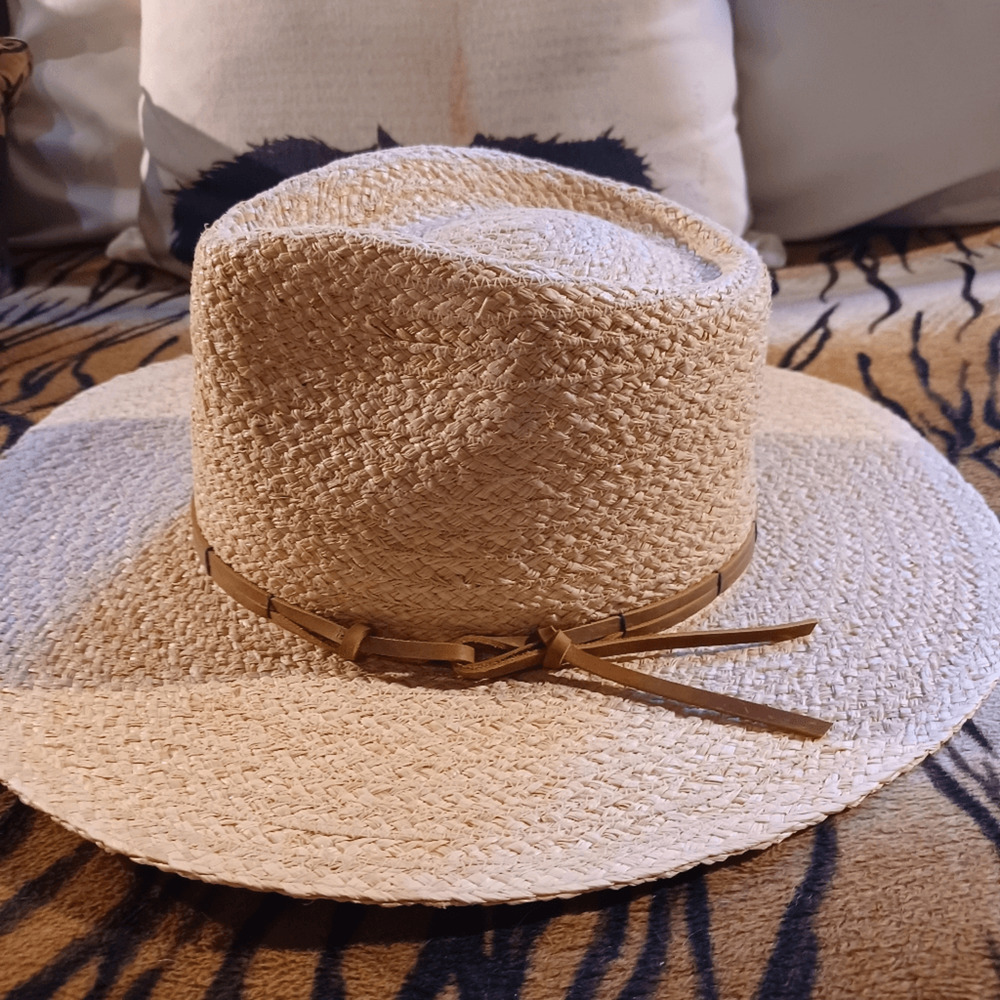 NEW Rare WYETH Straw Hat with Brown Band - Picture 2 of 4